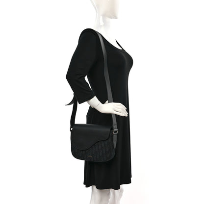 Christian Dior Grained Calfskin Oblique Mini Saddle Messenger Black 2 of 12