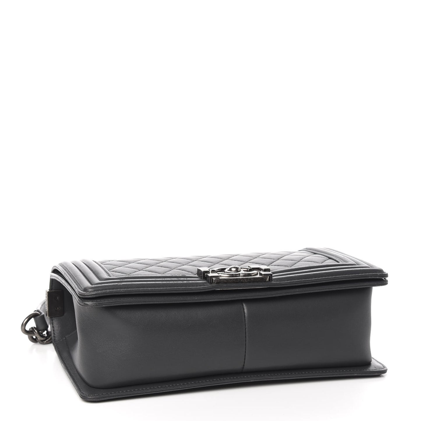 Lambskin Quilted Medium Boy Flap Dark Grey