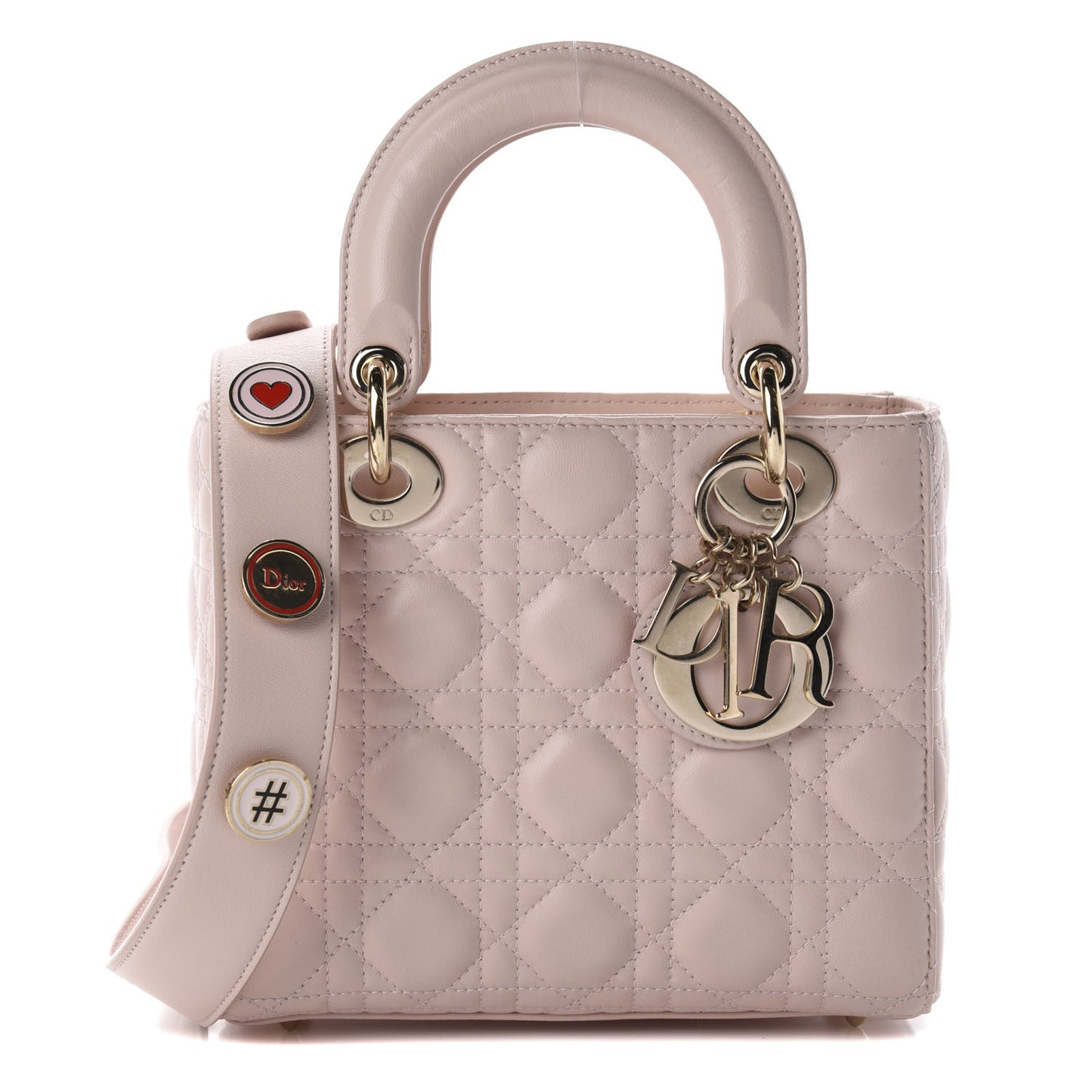 Lambskin Cannage Small Lucky Badges My Lady Dior Pink