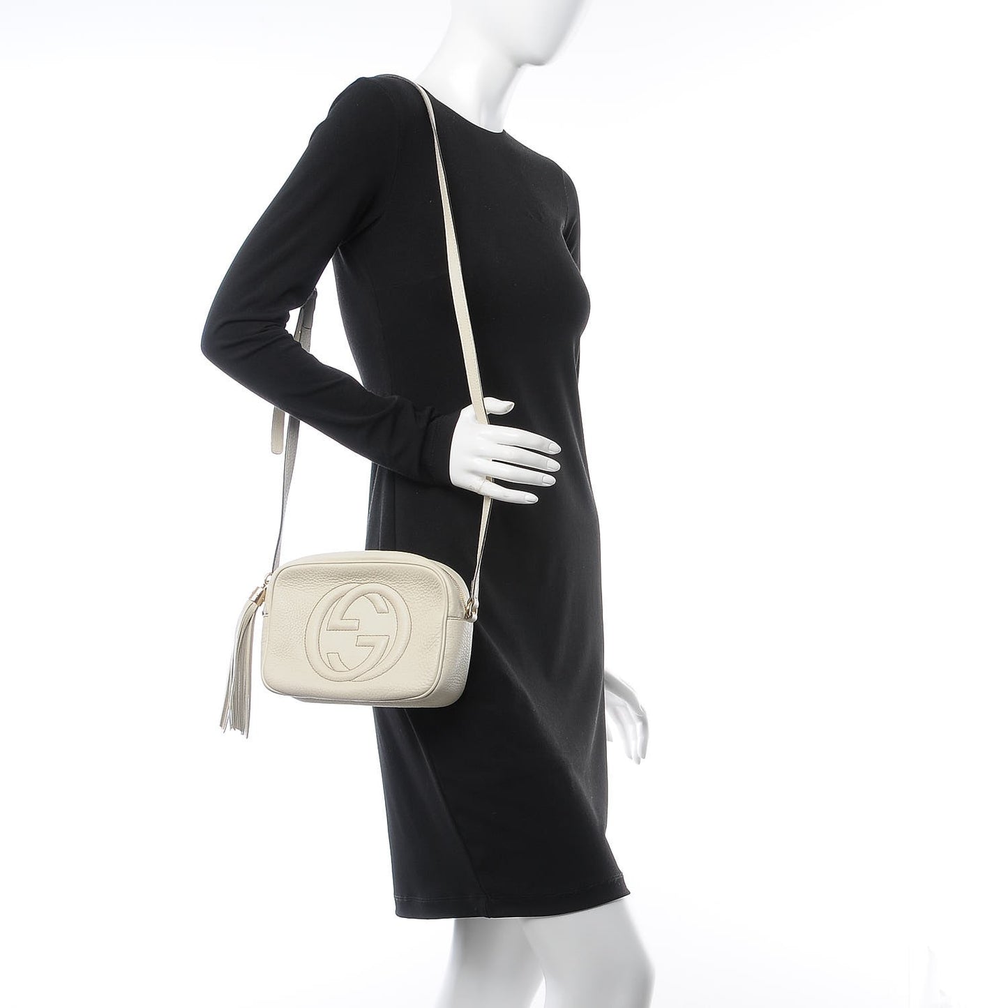 Pebbled Calfskin Small Soho Disco Bag Off White