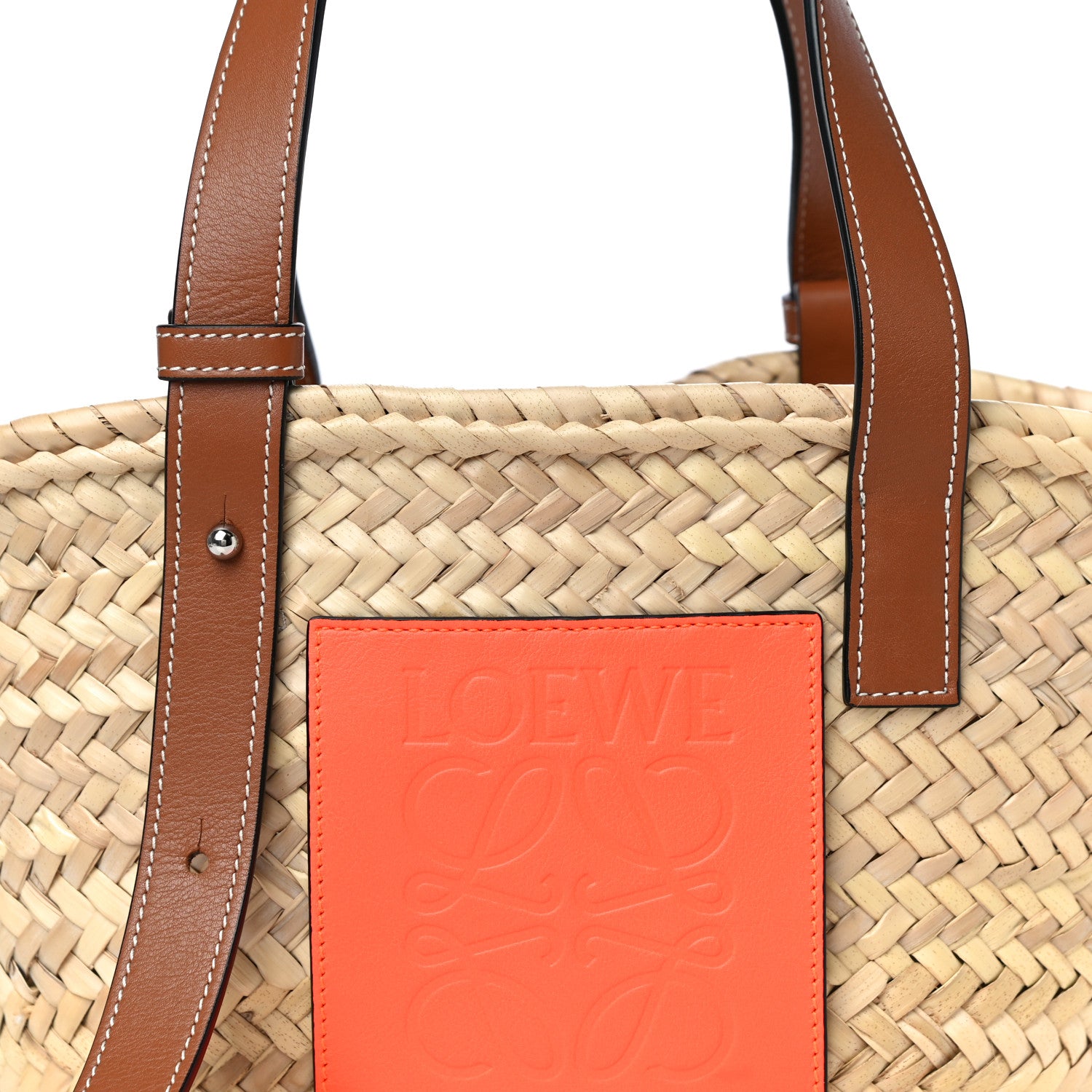 Loewe Raffia Small Basket Tote Bag Natural Orange 7 of 13