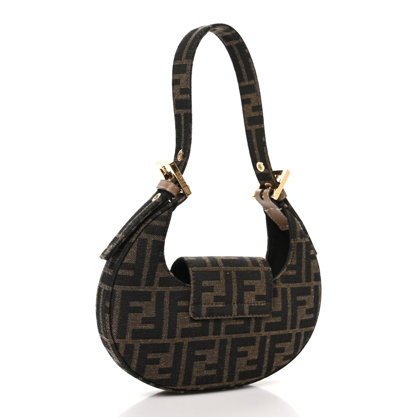Fabric Jacquard FF 1974 Mini Cookie Hobo Bag Tobacco Moro