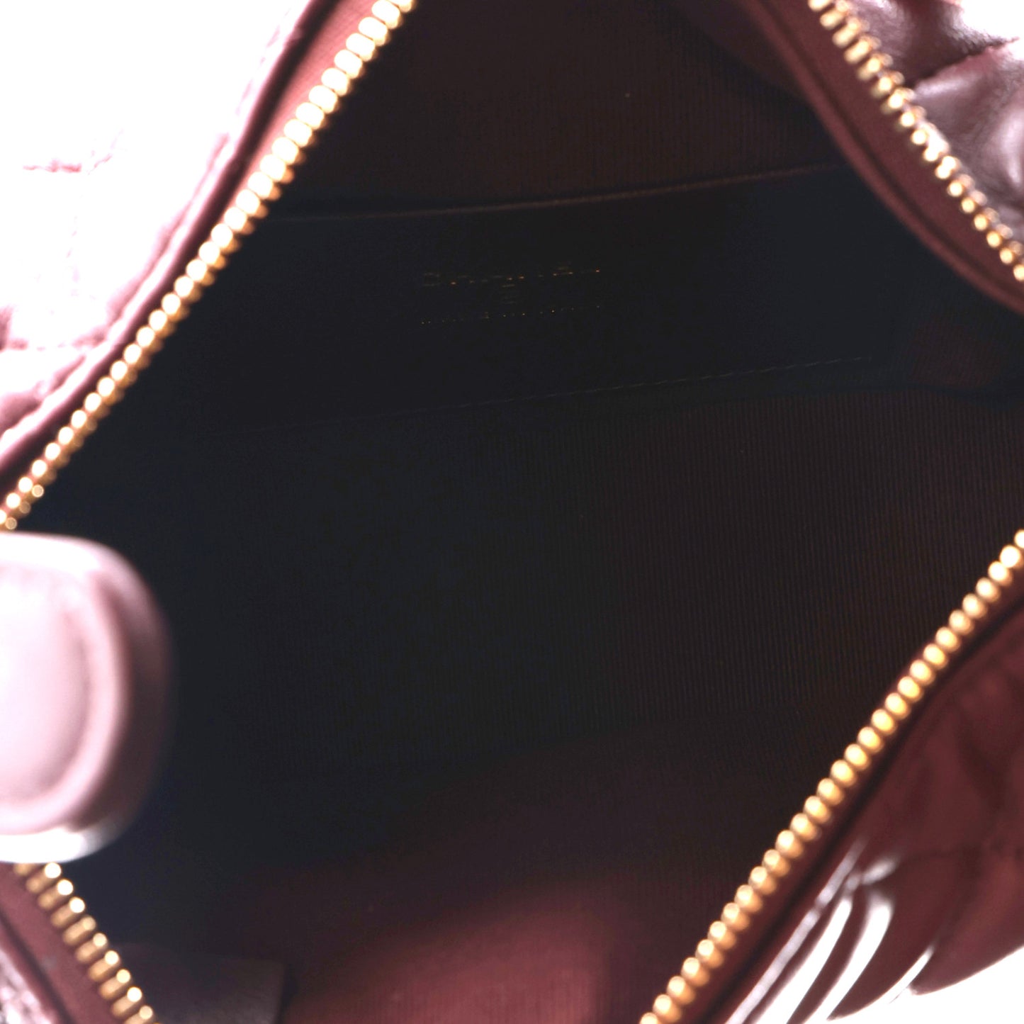Lambskin Quilted Hobo Clutch With Chain Dark Burgundy