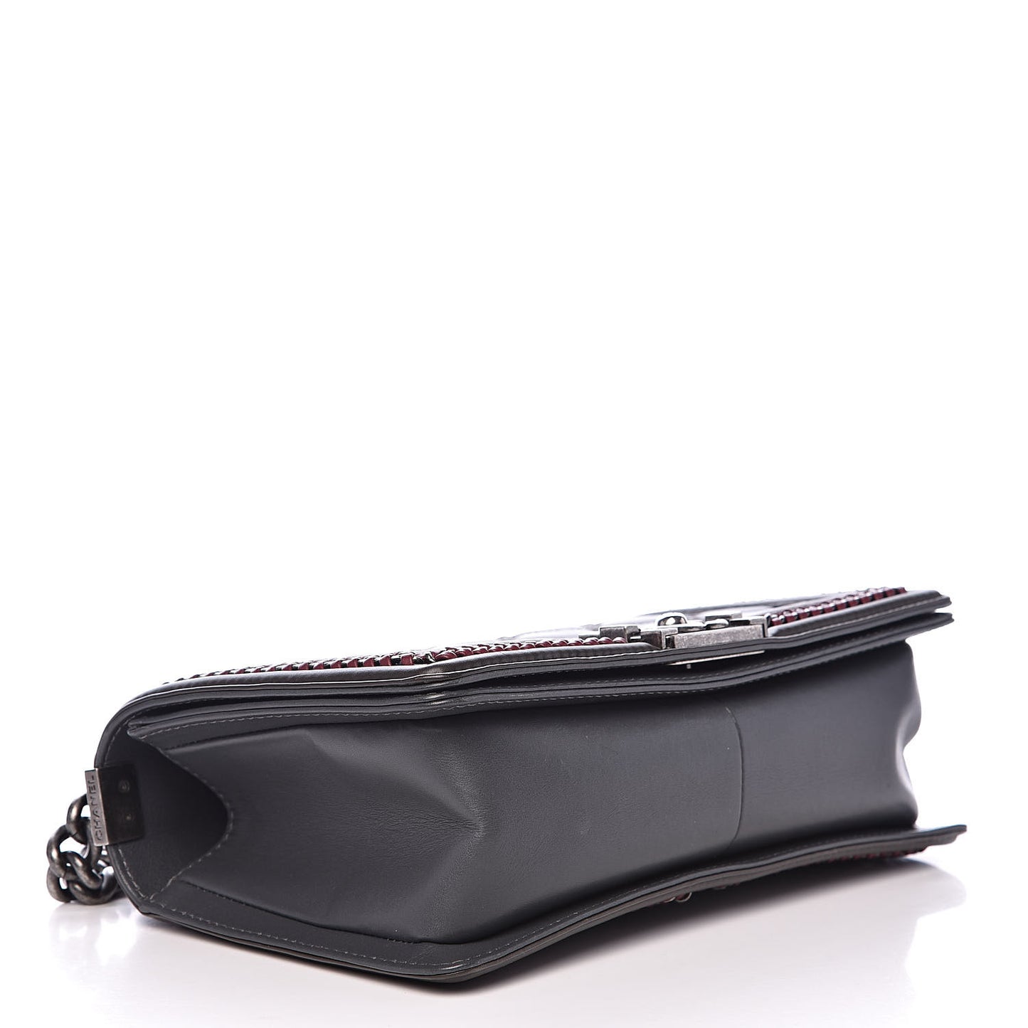 Calfskin Quilted Medium Boy Top Handle Flap Grey