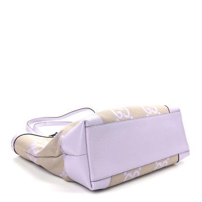 Gucci Monogram Jumbo GG Textured Dollar Calfskin Medium Ophidia Shopping Tote Beige Lapis 4 of 10