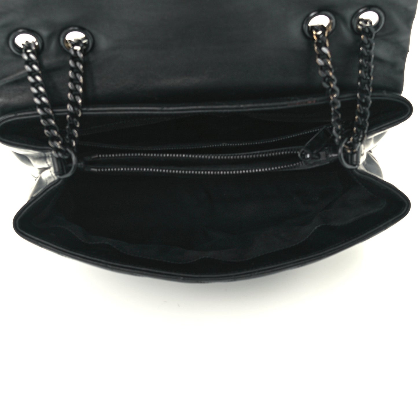 Calfskin Y Quilted Monogram Medium Loulou Chain Satchel Black