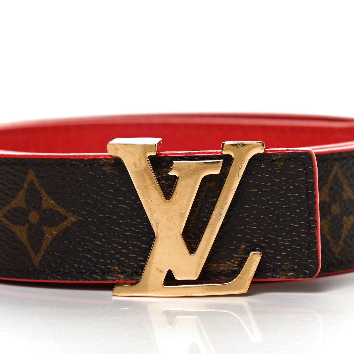 Monogram 30mm LV Initiales Reversible Belt 85 34 Coquelicot