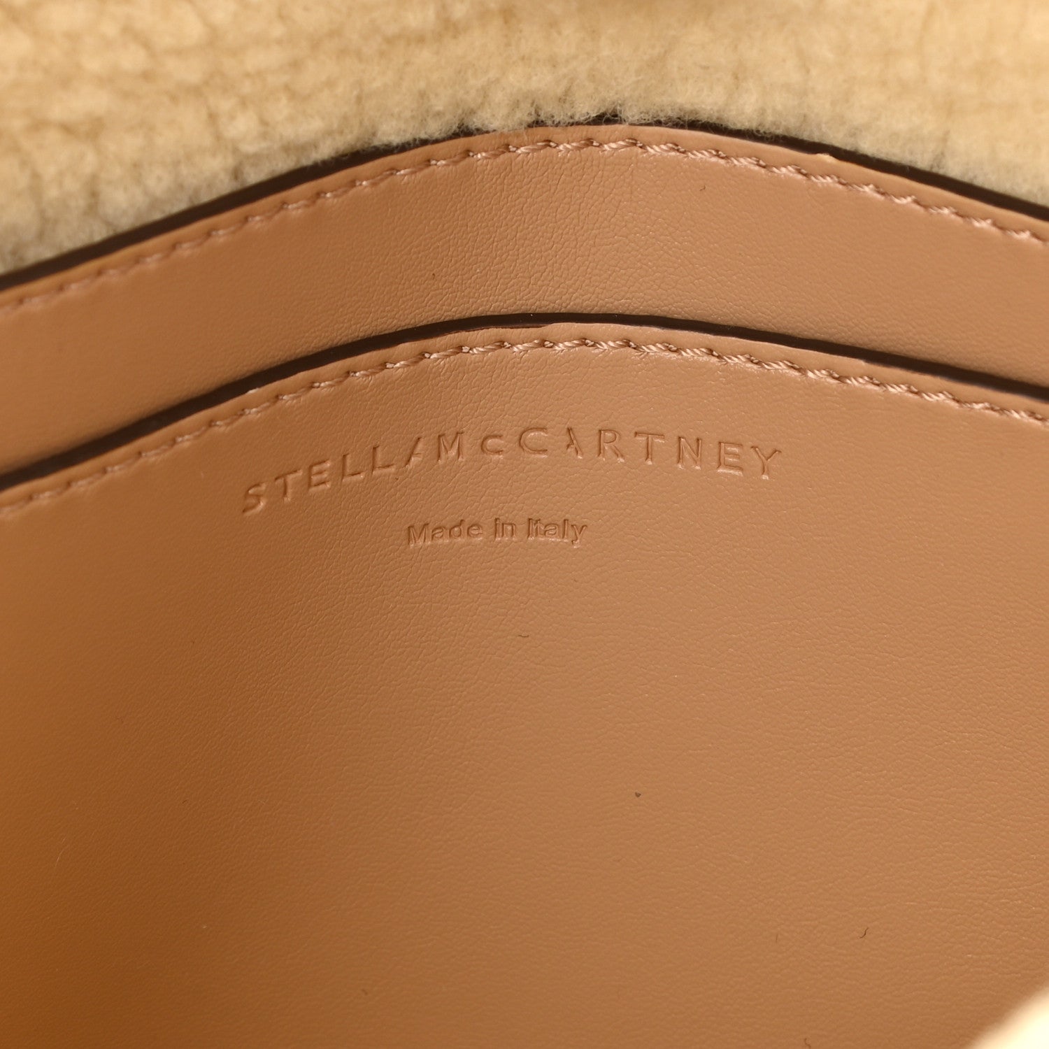 Stella McCartney Eco Alter Nappa Shearling Perforated Logo Mini Crossbody Brown 6 of 7