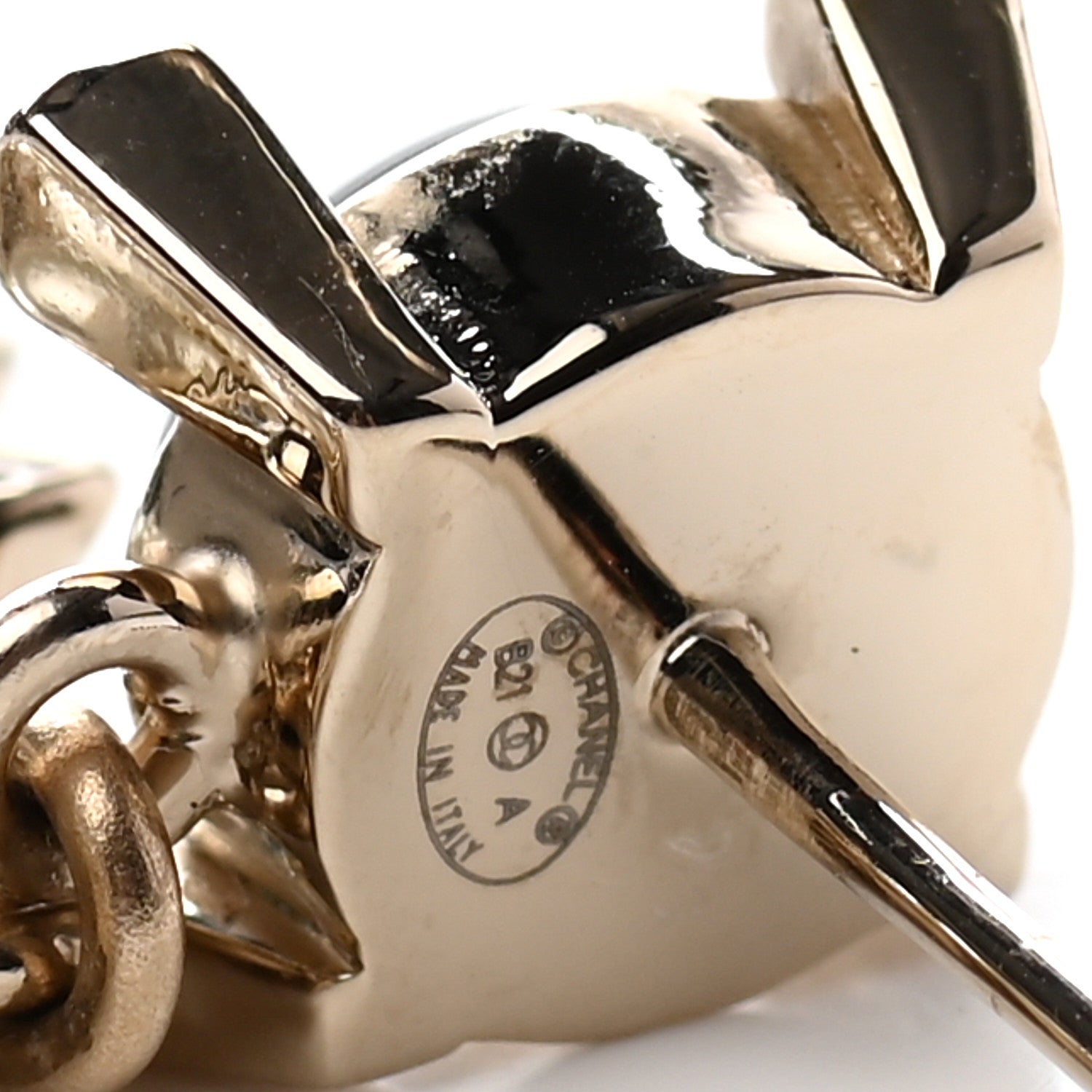 Chanel Resin Crystal Pearl CC Drop Earrings Black Gold 4 of 4