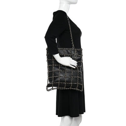 Chanel Lambskin Large Shopping Chain Tote Black 2 of 9