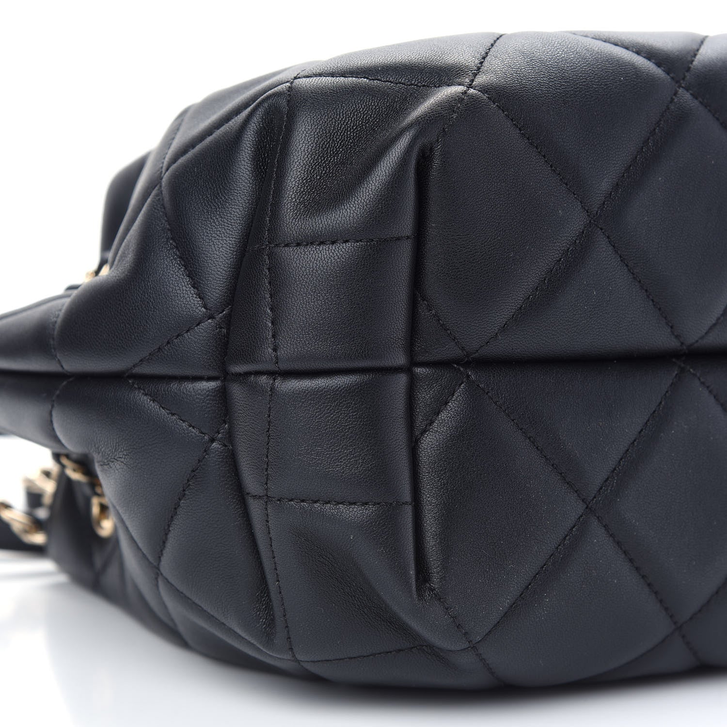 Chanel Lambskin Quilted CC Dweller Drawstring Bucket Bag Black 8 of 9