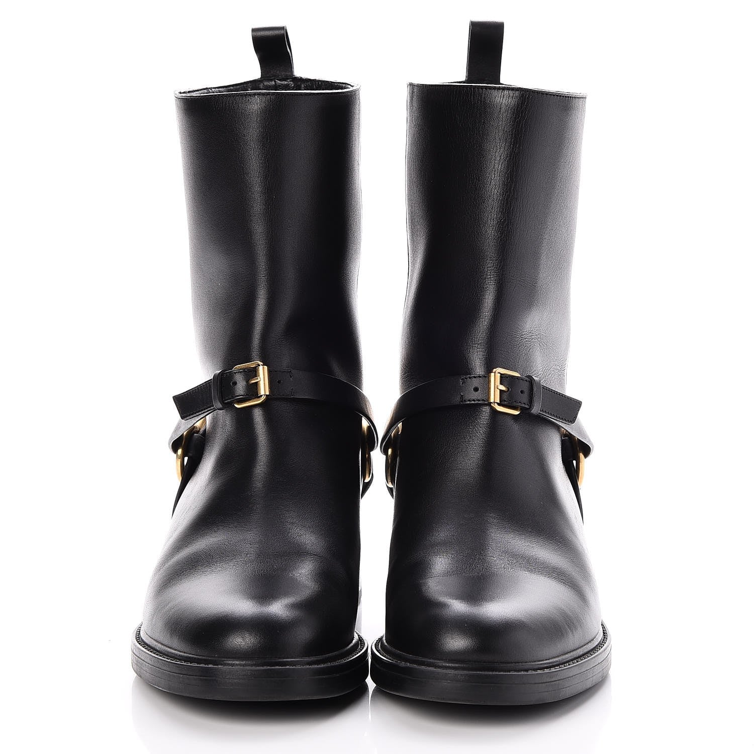 Gucci Calfskin Tess Horsebit Ankle Boots 37.5 Black 2 of 9