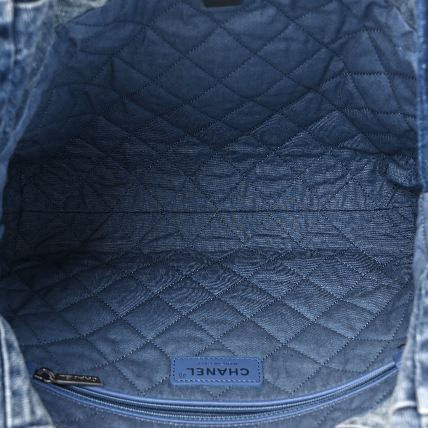 Denim Quilted Small Chanel 22 Blue