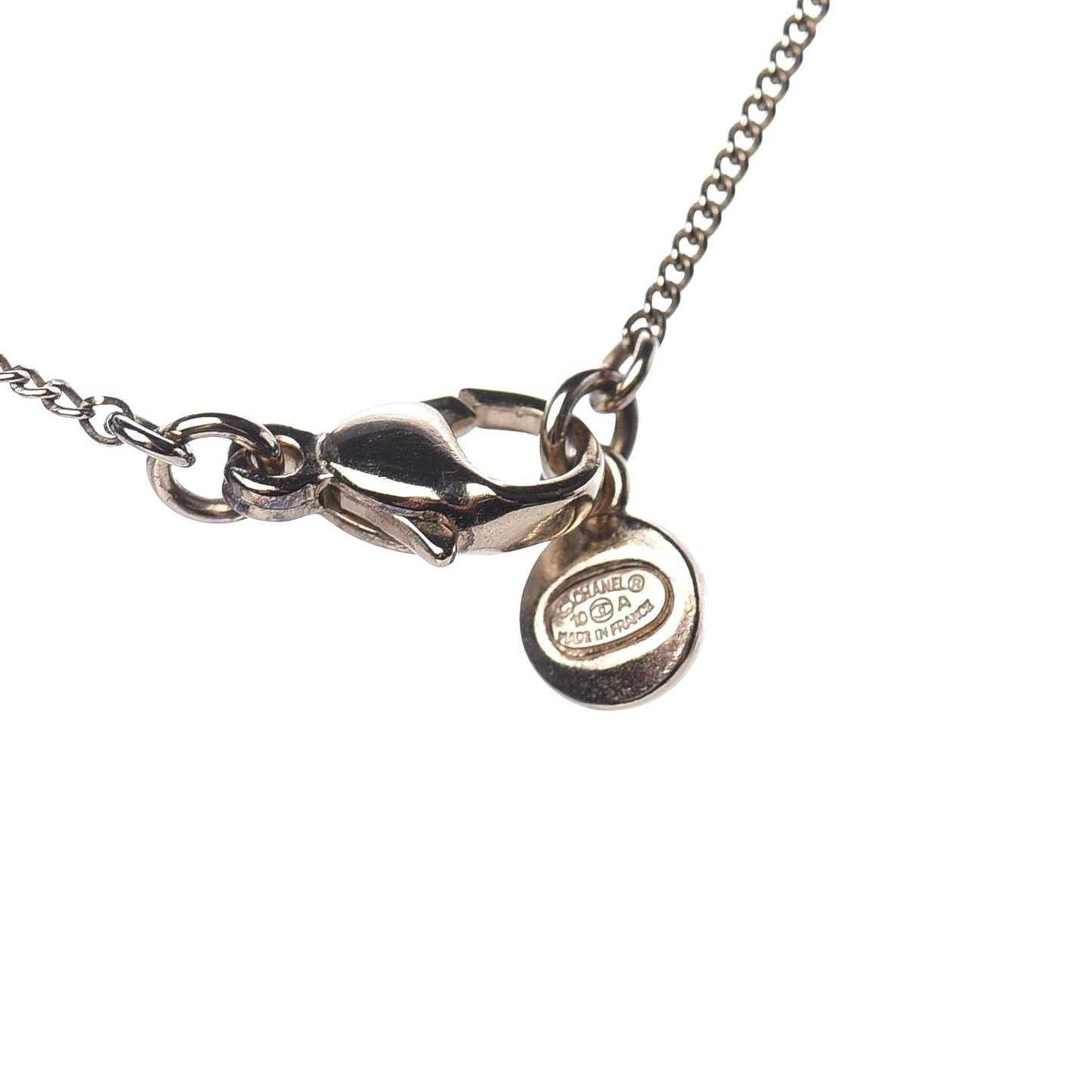 Enamel Bead Chain Tassel CC Necklace Gold