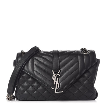 Saint Laurent Sheepskin Tri-Quilt Monogram Medium Soft Envelope Bag Black 1 of 18