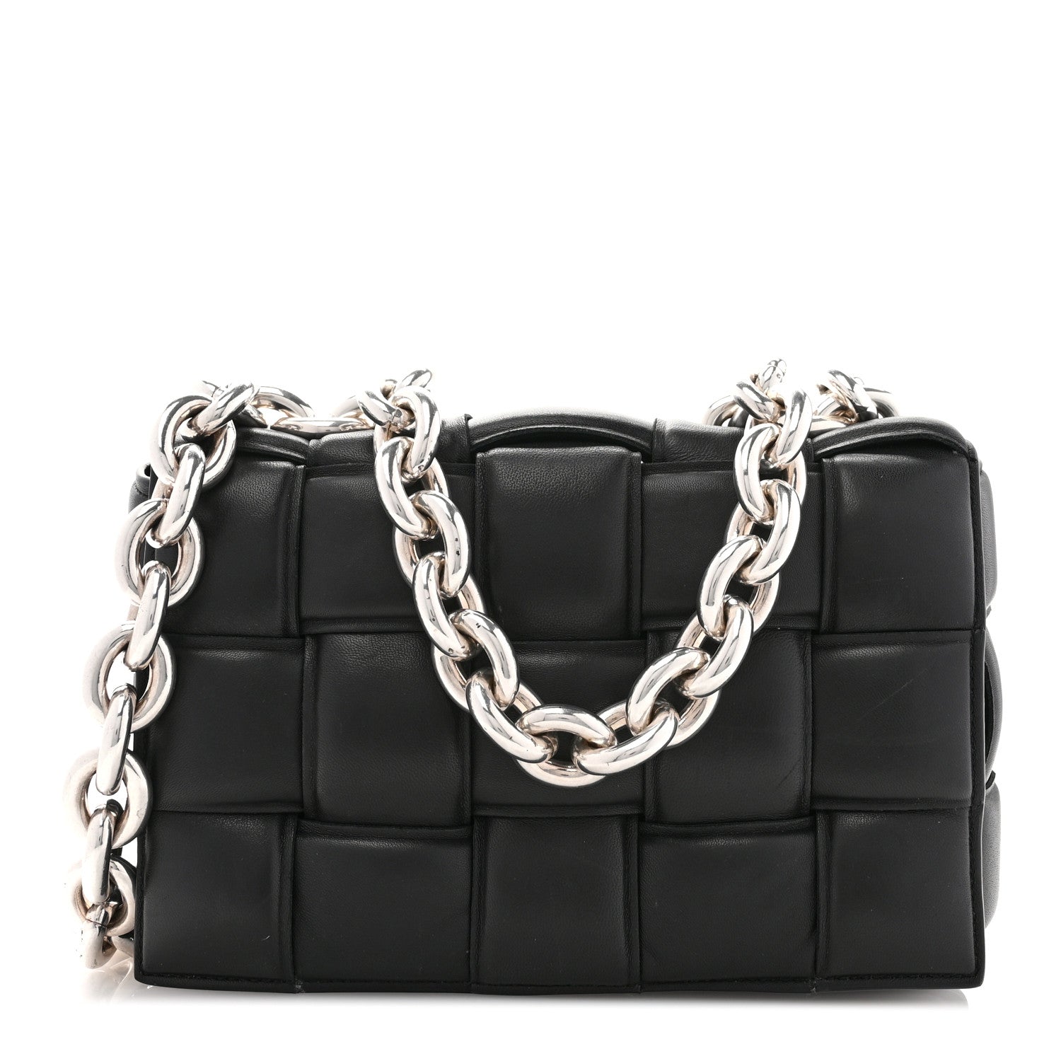 Bottega Veneta Lambskin Maxi Intreccio Padded Chain Cassette Crossbody Bag Black 1 of 11