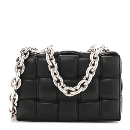 Bottega Veneta Lambskin Maxi Intreccio Padded Chain Cassette Crossbody Bag Black 1 of 11