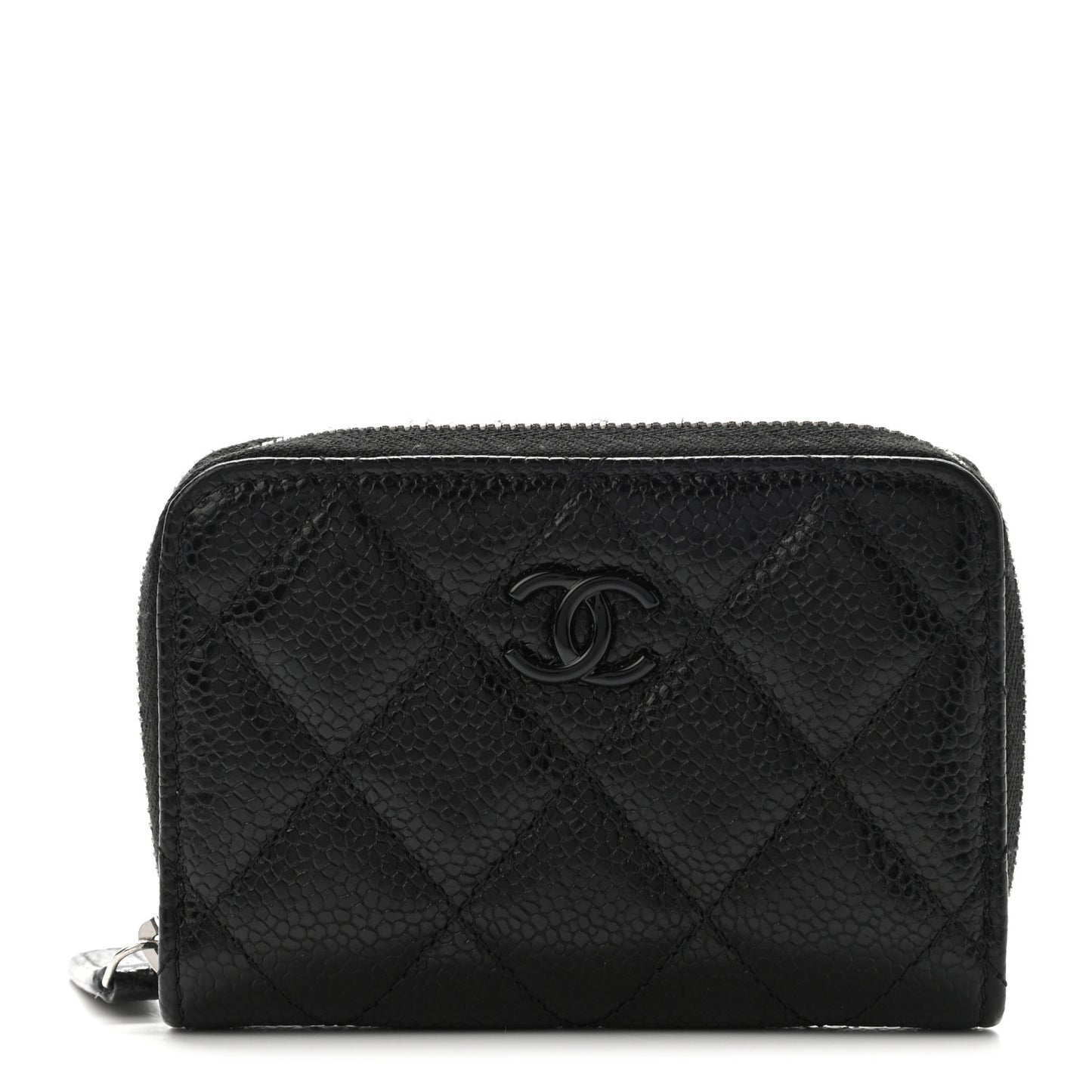Caviar Quilted Incognito Zip Coin Purse Black