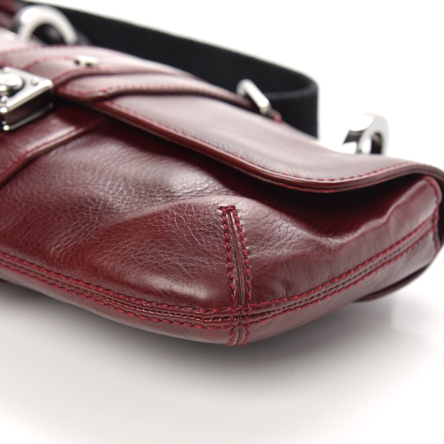 Calfskin Flap Shoulder Bag Burgundy
