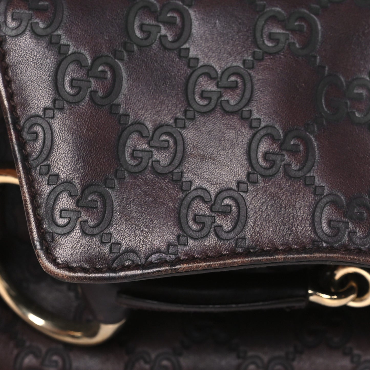 Guccissima Small Horsebit Chain Clutch Chocolate