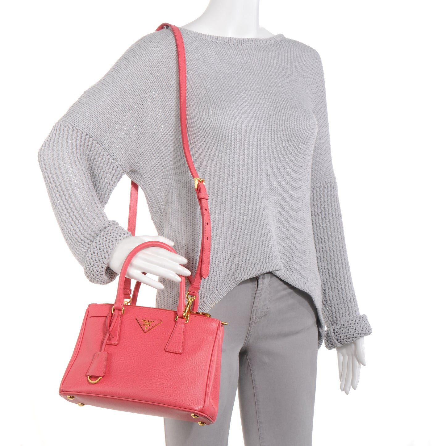 Saffiano Lux Leather Mini Tote Peonia