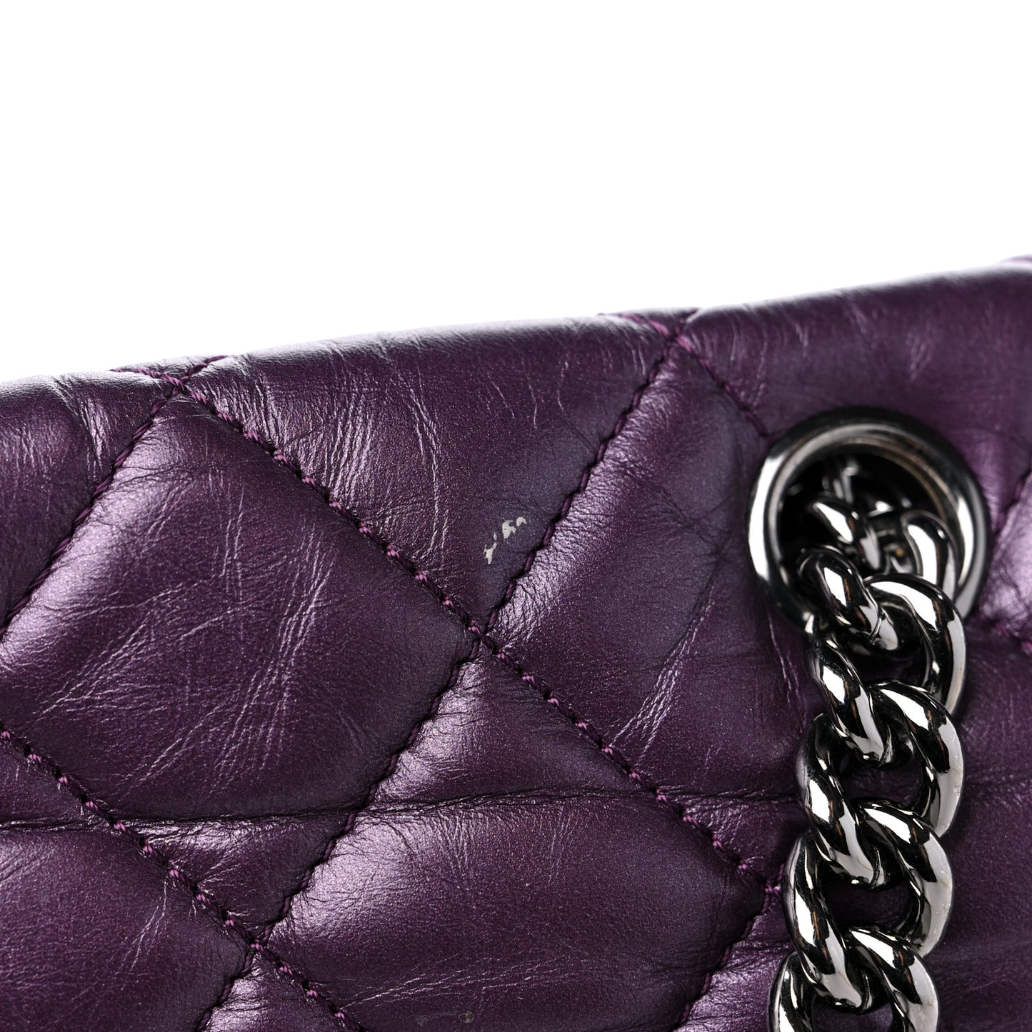 Metallic Calfskin Medium Lady Pearly Flap Dark Purple