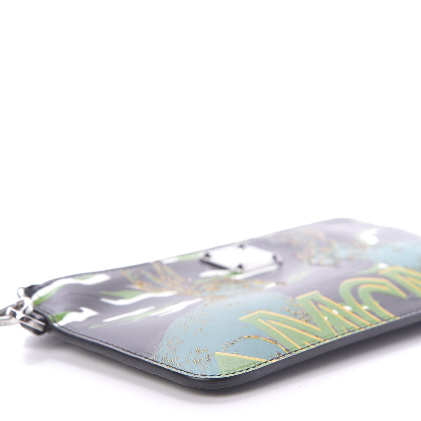 Calfskin Pop Rabbit Large Wristlet Zip Wallet Black