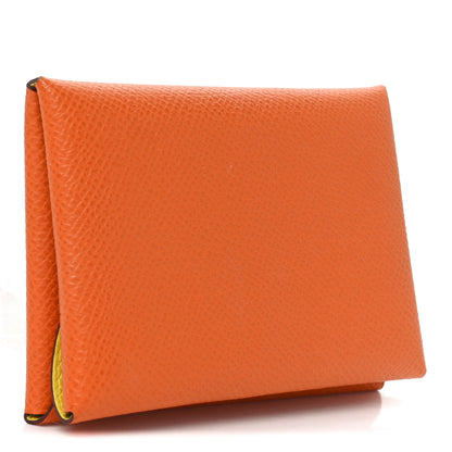 Hermes Epsom Verso Calvi Duo Card Case Orange Lime 3 of 7