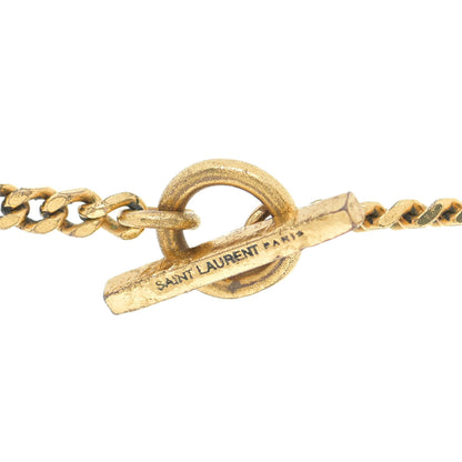 Saint Laurent Brass Snake Monogram Tassel Necklace Gold 7 of 7