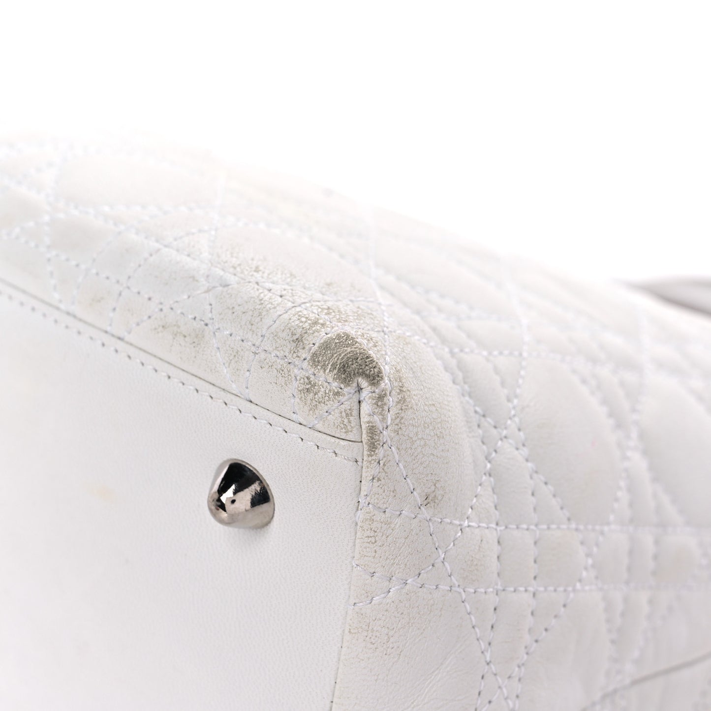 Lambskin Cannage Small Soft Lady Dior White
