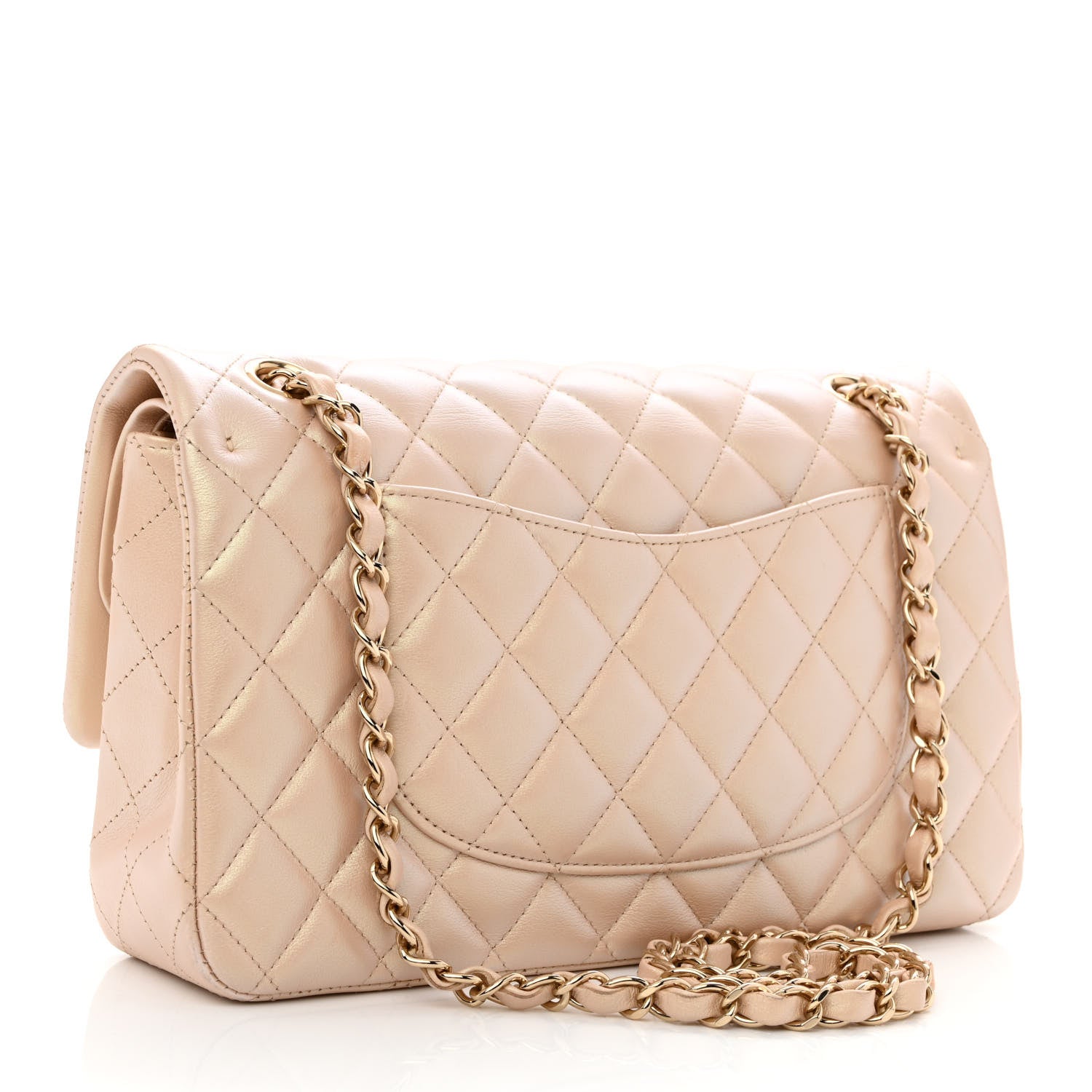 Chanel Iridescent Calfskin Quilted Medium Double Flap Beige 3 of 13