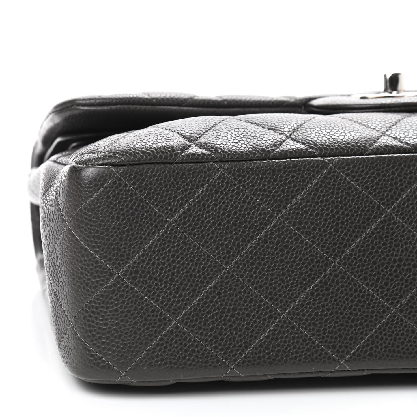 Caviar Quilted Jumbo Double Flap Dark Grey