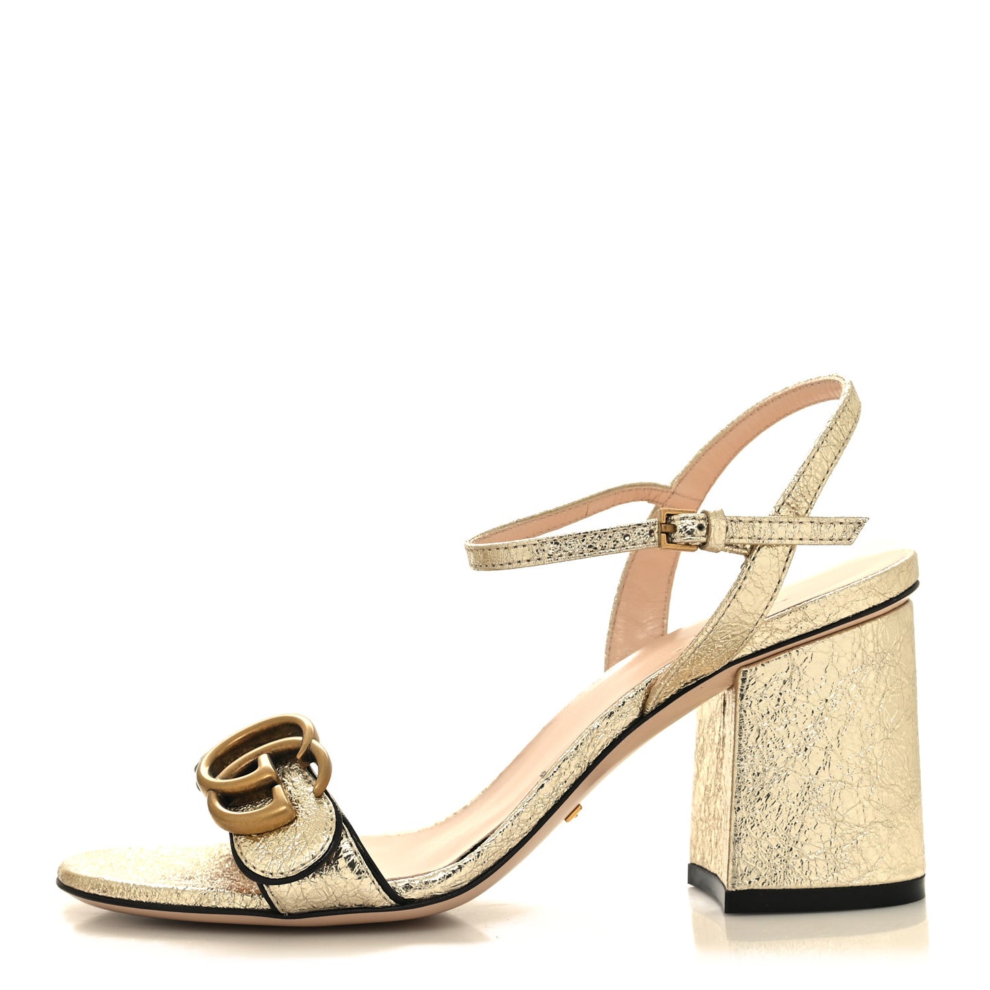 Galassia GG Marmont Ankle Wrap 75mm Sandals 36 Platino