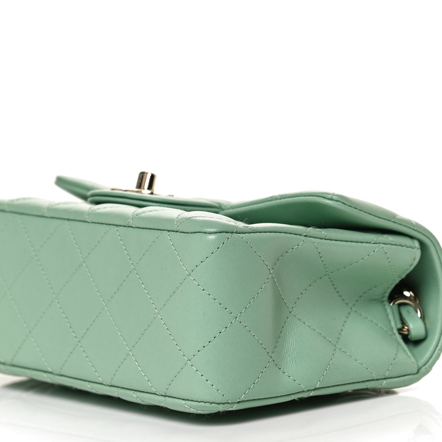 Chanel Lambskin Quilted Mini Rectangular Flap Light Green 10 of 10