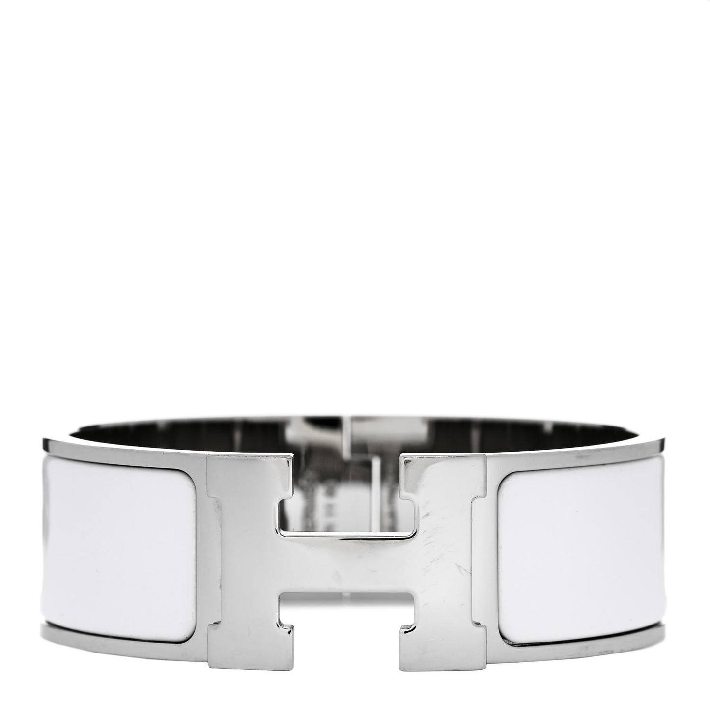 Enamel Wide Clic Clac H Bracelet PM White