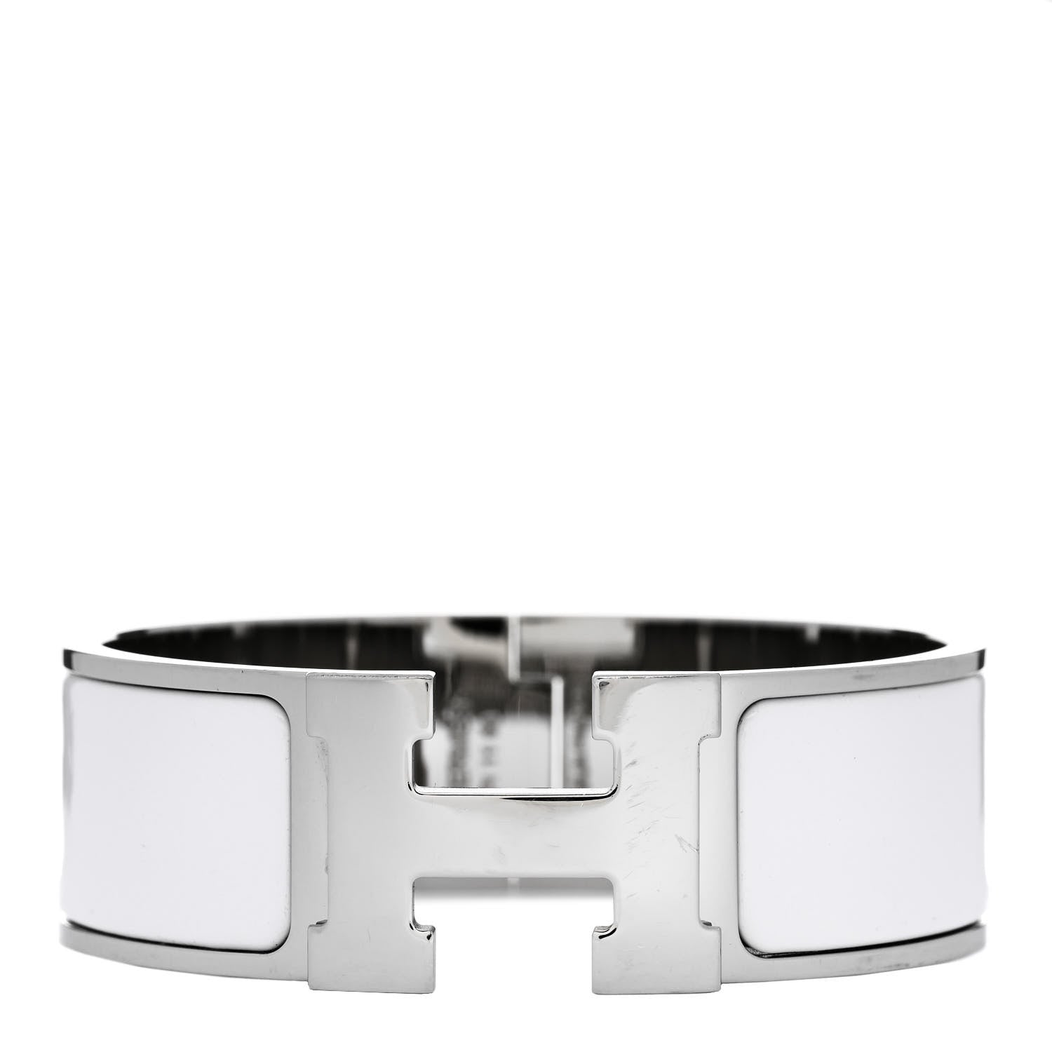 Hermes Enamel Wide Clic Clac H Bracelet PM White 1 of 5