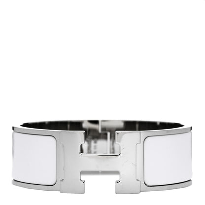 Hermes Enamel Wide Clic Clac H Bracelet PM White 1 of 5
