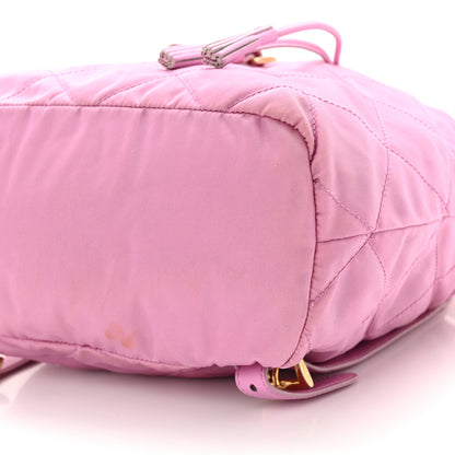 Prada Tessuto Nylon Vela Quilted Cinch Backpack Pink 9 of 16
