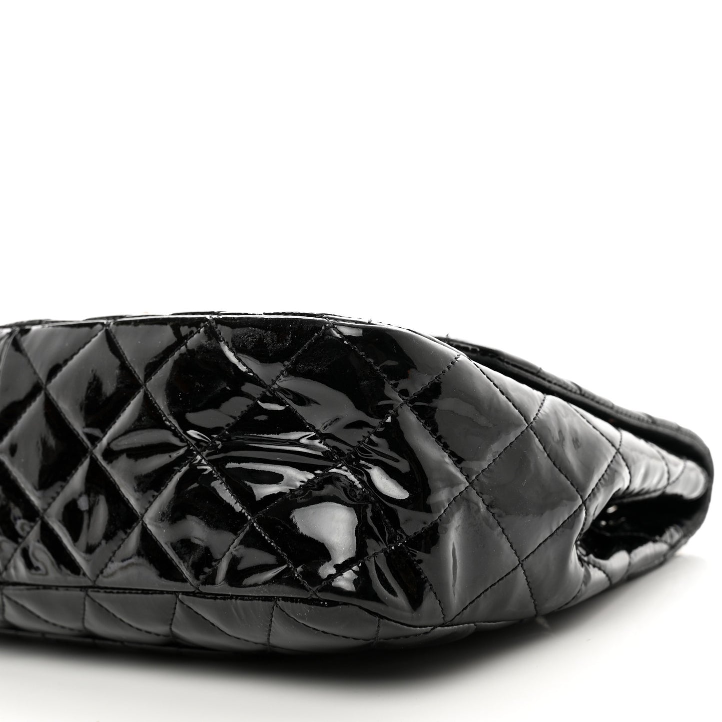 Patent Quilted Jumbo Single Flap Black