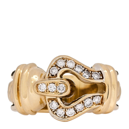 David Yurman 18K Yellow Gold Diamond Buckle Cable Ring 49 5 1 of 4