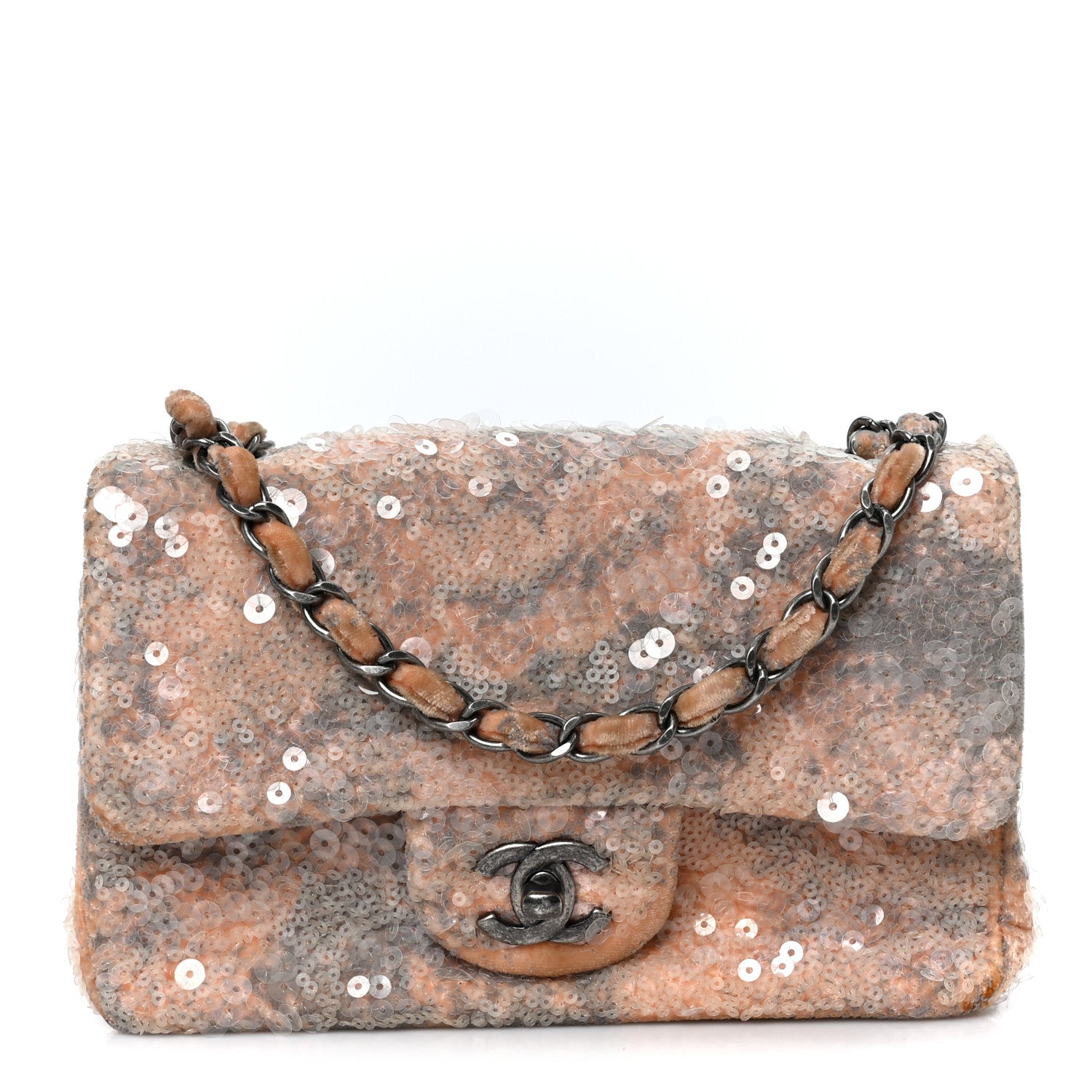 Chanel Sequin Mini Flap Light Orange Grey 1 of 10