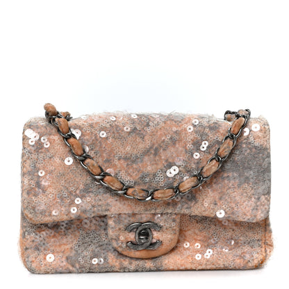 Chanel Sequin Mini Flap Light Orange Grey 1 of 10