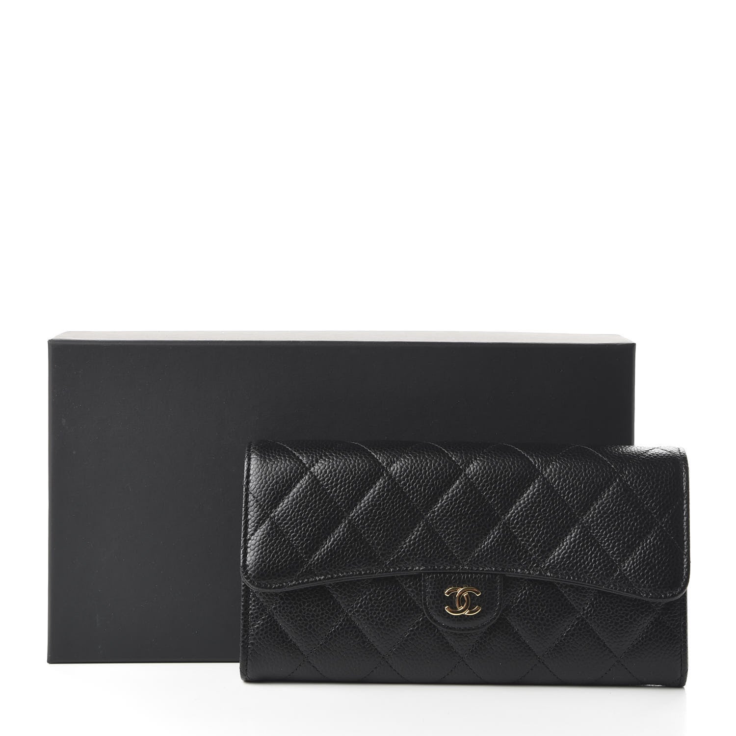 Chanel Caviar Quilted Large Gusset Flap Wallet Black 11 of 11