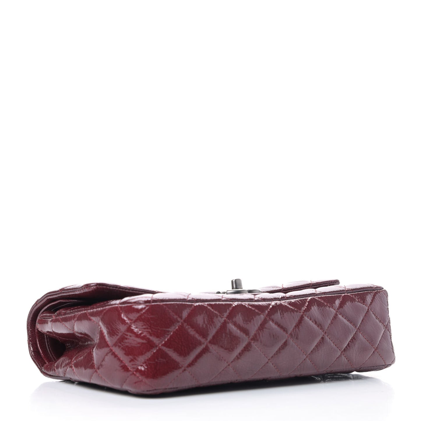 Distressed Patent Quilted Medium Double Flap Bordeaux