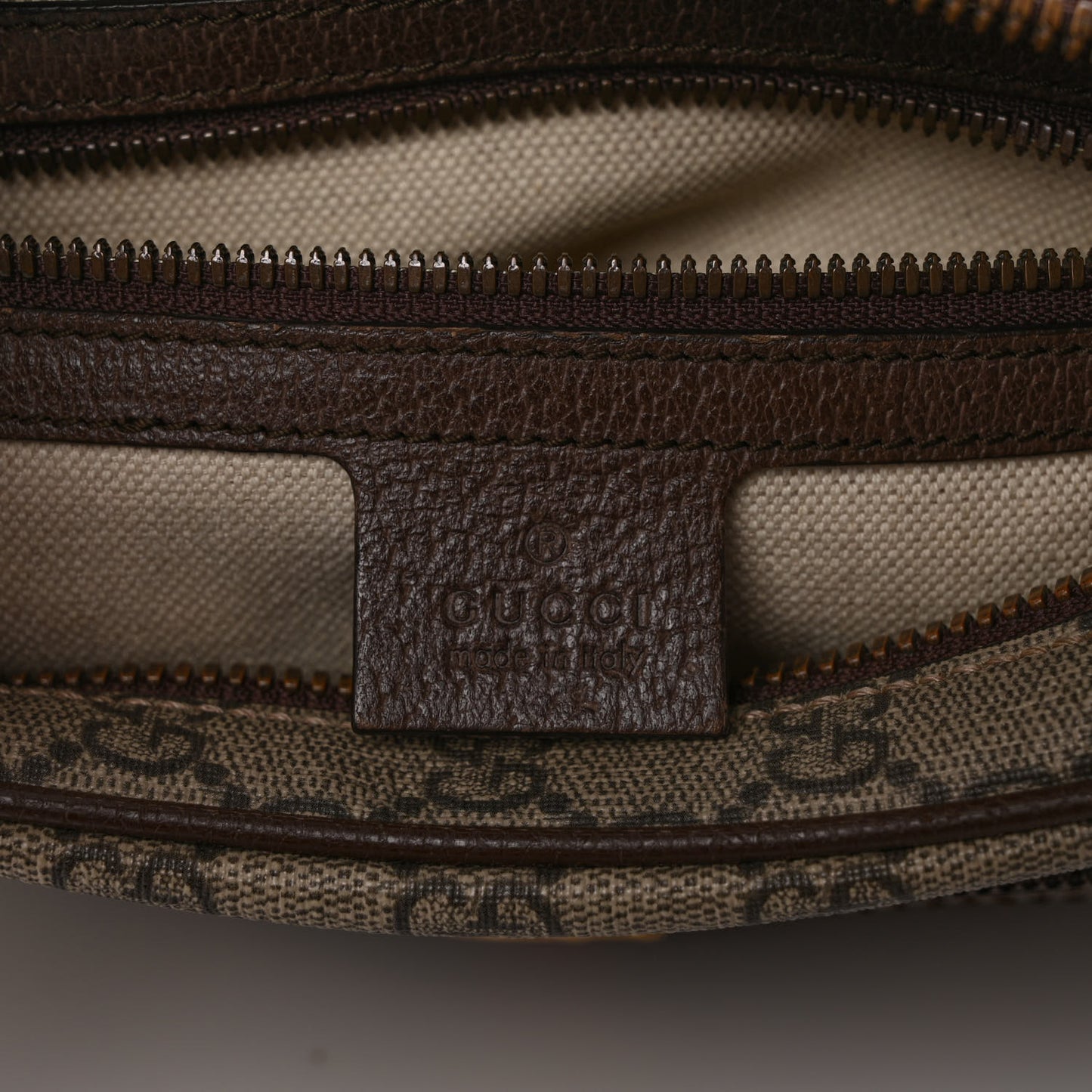 Soft GG Supreme Monogram Medium Ophidia Belt Bag Dark Brown