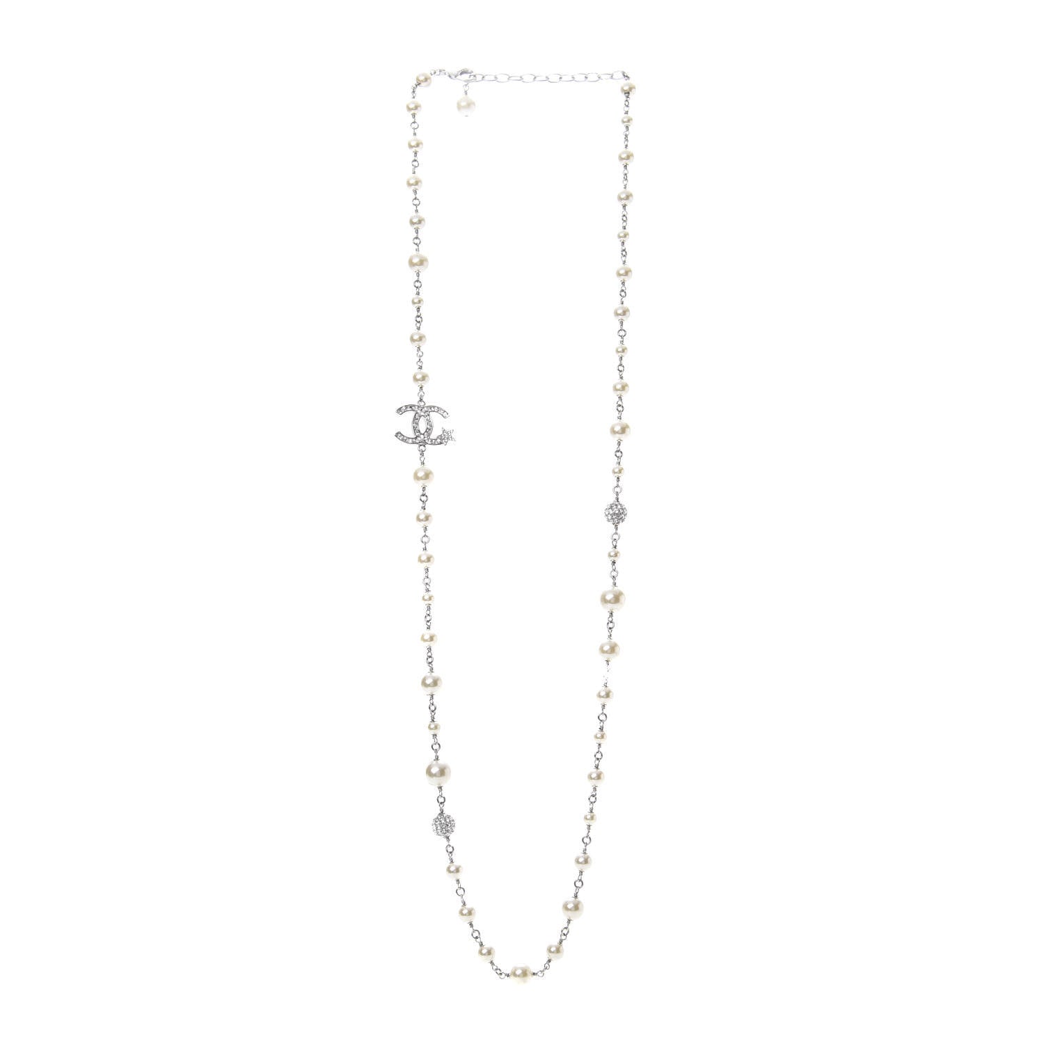 Chanel Pearl CC Star Long Necklace Silver 3 of 5