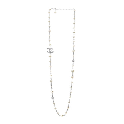 Chanel Pearl CC Star Long Necklace Silver 3 of 5
