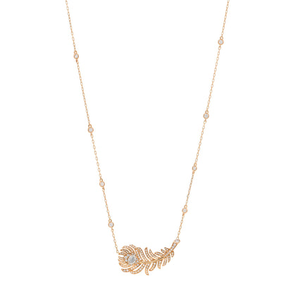 Boucheron 18K Rose Gold Diamond Plume de Paon Pendant Necklace 1 of 5
