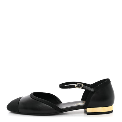 Chanel Lambskin Grosgrain Cap Toe Mary Jane Flats 38.5 Black 1 of 10