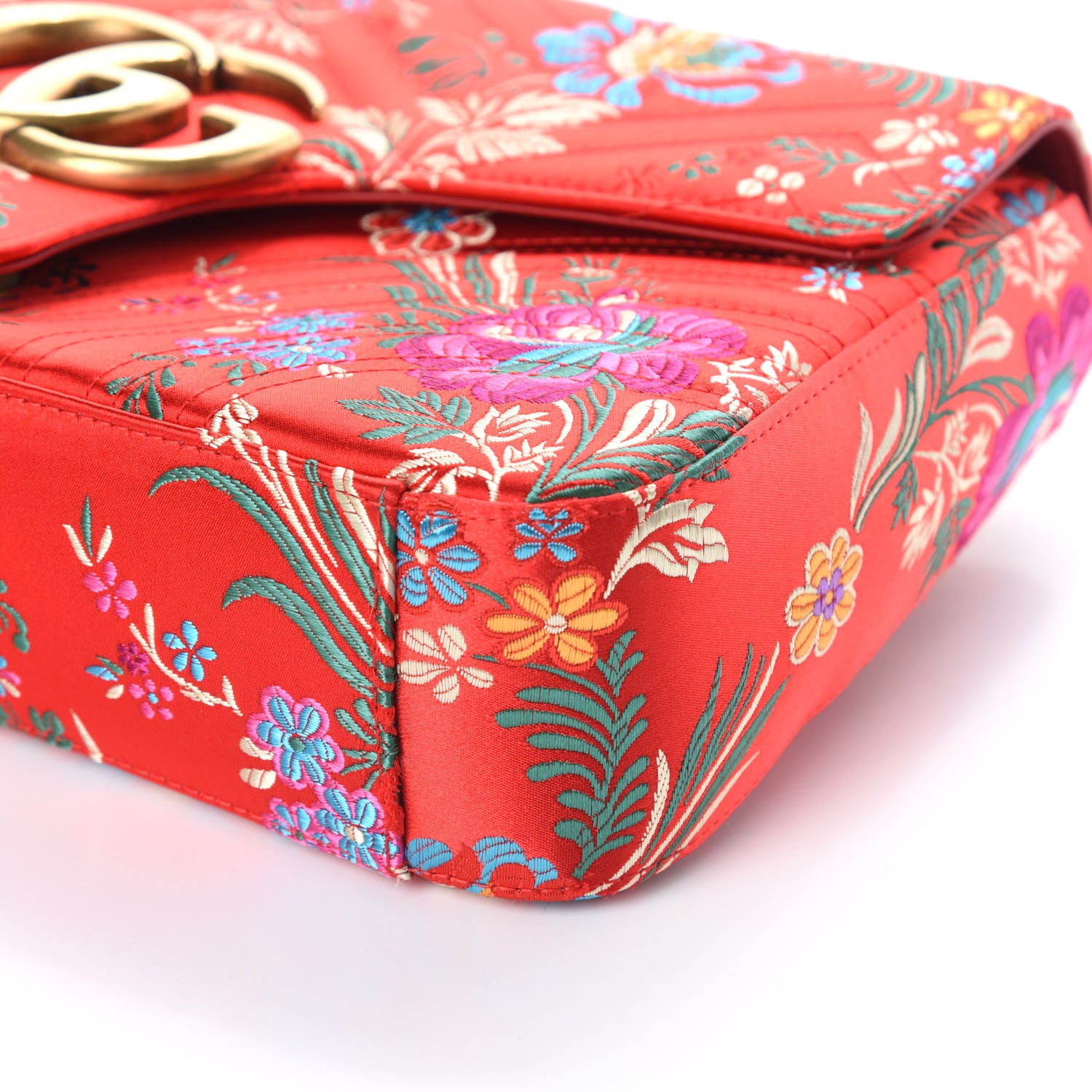 Gucci Jacquard Matelasse Floral Medium GG Marmont Shoulder Bag Red 9 of 9